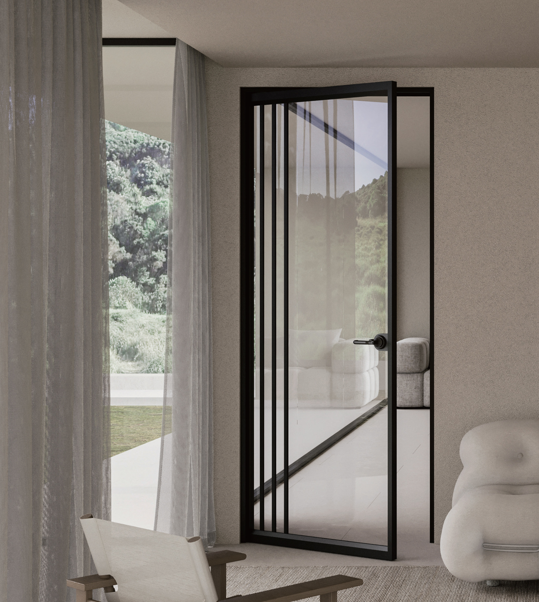 리안 간살 여닫이 도어